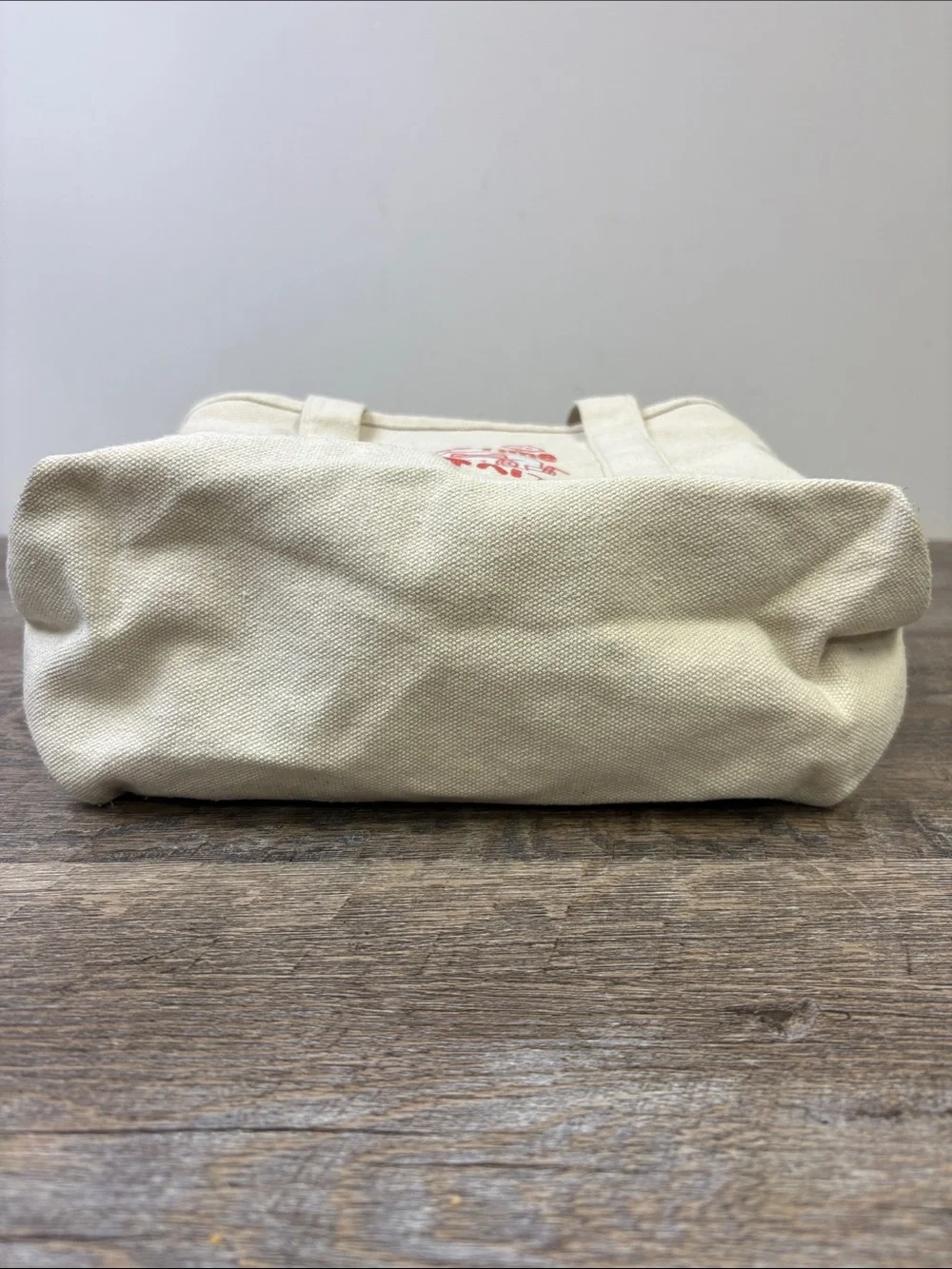 BT21 Free Time Korean Graphic Canvas Zip Tote Bag Cream Red Kawaii
